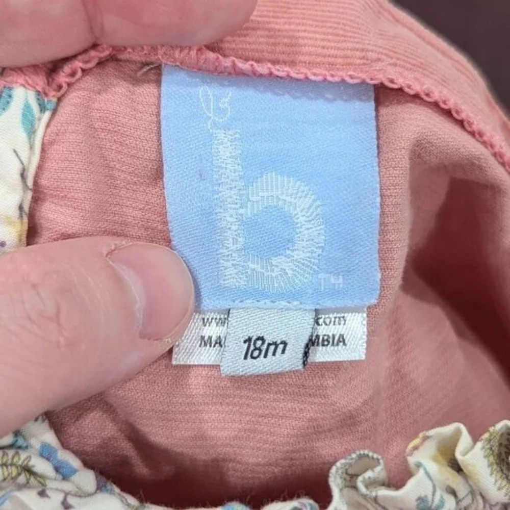 Bella Bliss Baby Girl's Pink Corduroy Woodland Creature Side Bow Romper 18M - Picture 6 of 7